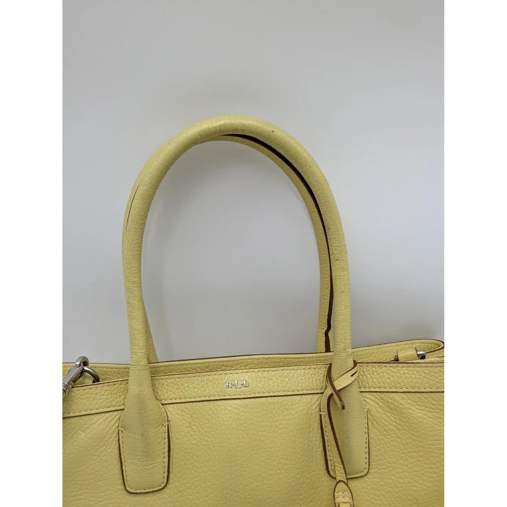 Lauren Ralph Lauren Satchel Bag Womens Medium Yellow Leather Shoulder Purse